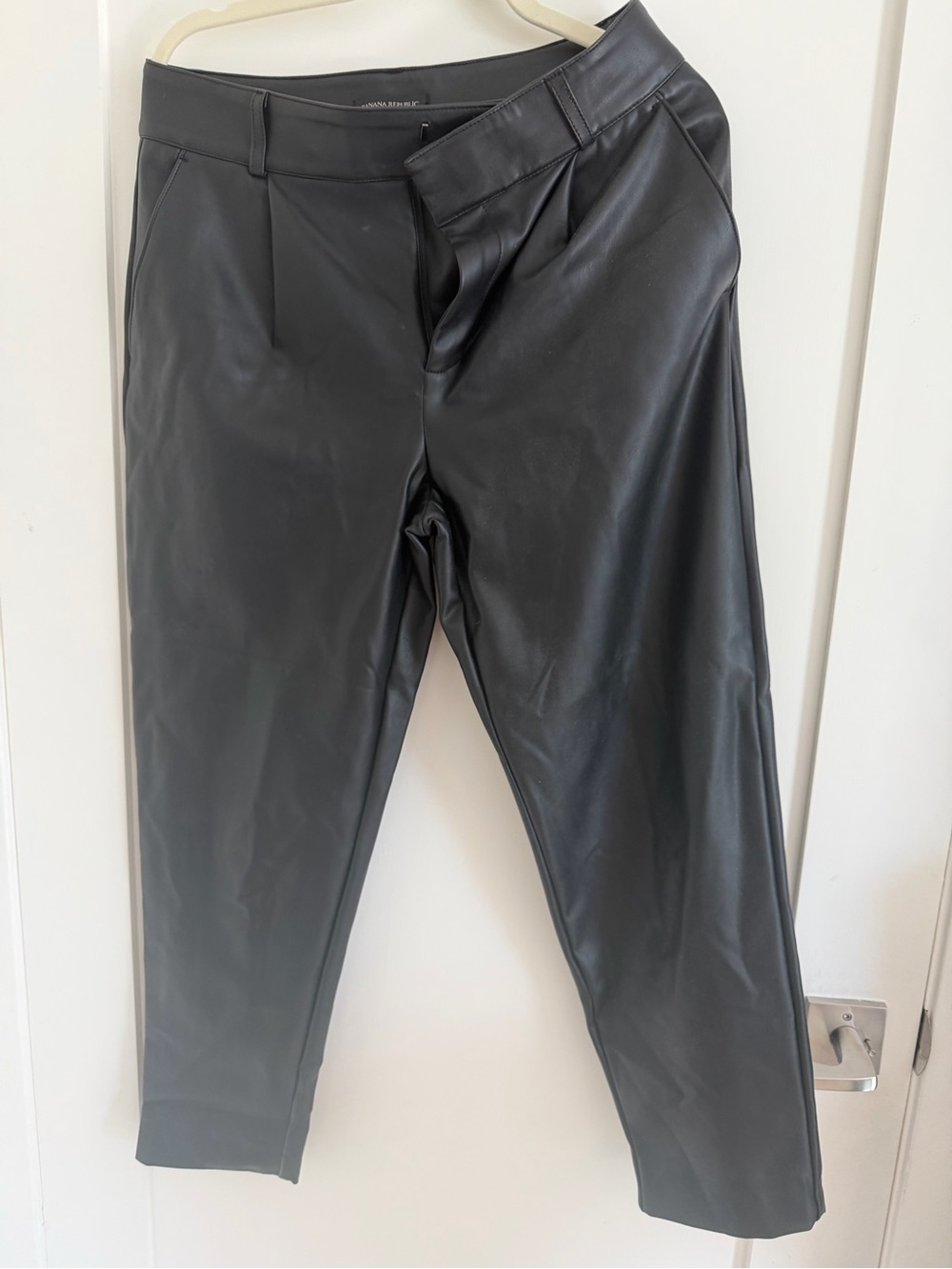 Banana Republic Black Faux Leather Tapered Pants